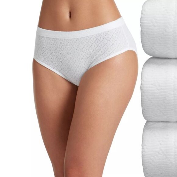 Women's Breathe Jockey 3-Pack 100% Cotton Hipster Panties White - Picture 1 of 3